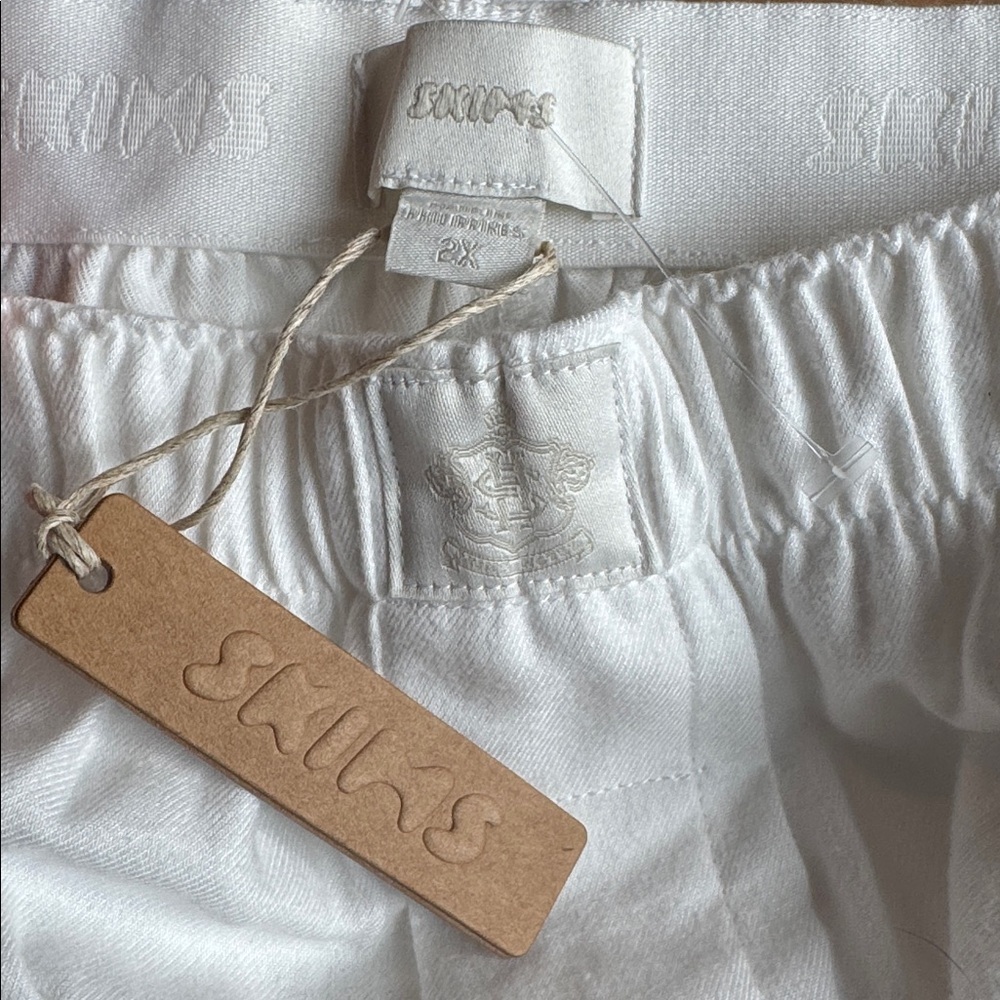 SKIMS NWT Boyfriend Sleep Pants 2X Marble Ivory Elastic Waist Pajama Bottoms - Picture 2 of 3